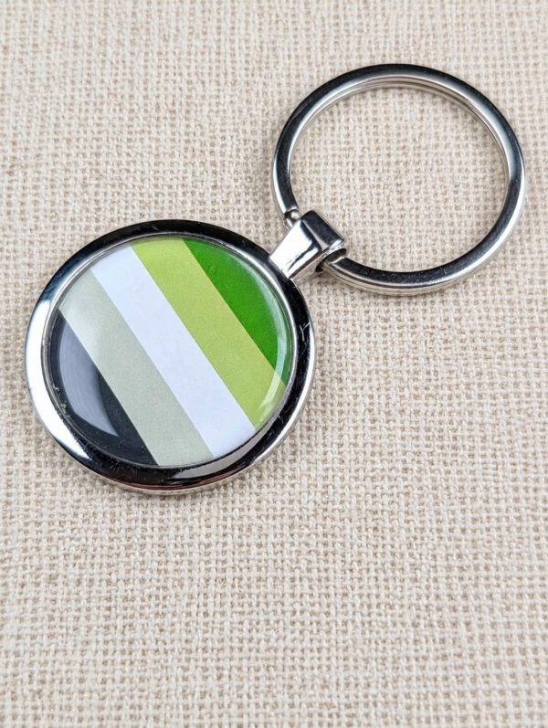 Aromatic Flag Keyring - Pride Themed - Large Resin Topped Keychain - LGBTQ+