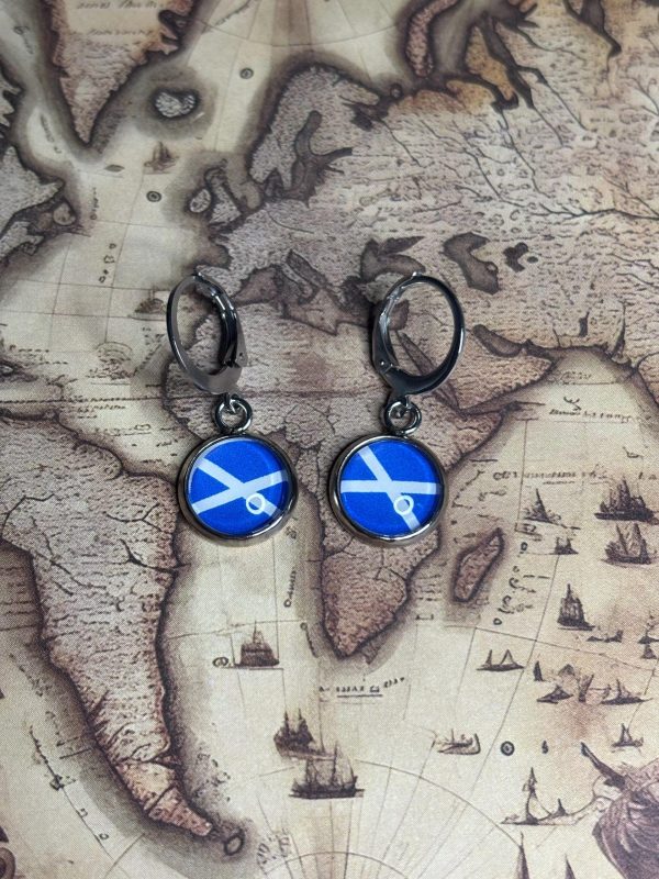 Scotland Flag Earrings - Handmade - St Andrews Cross - Scotish Jewellery