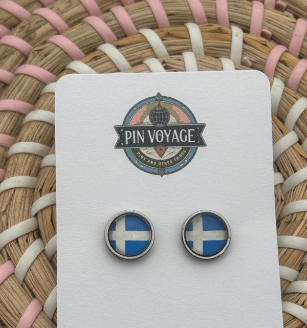 Shetland Flag Stud Earrings - Handmade Jewellery - 1cm diameter