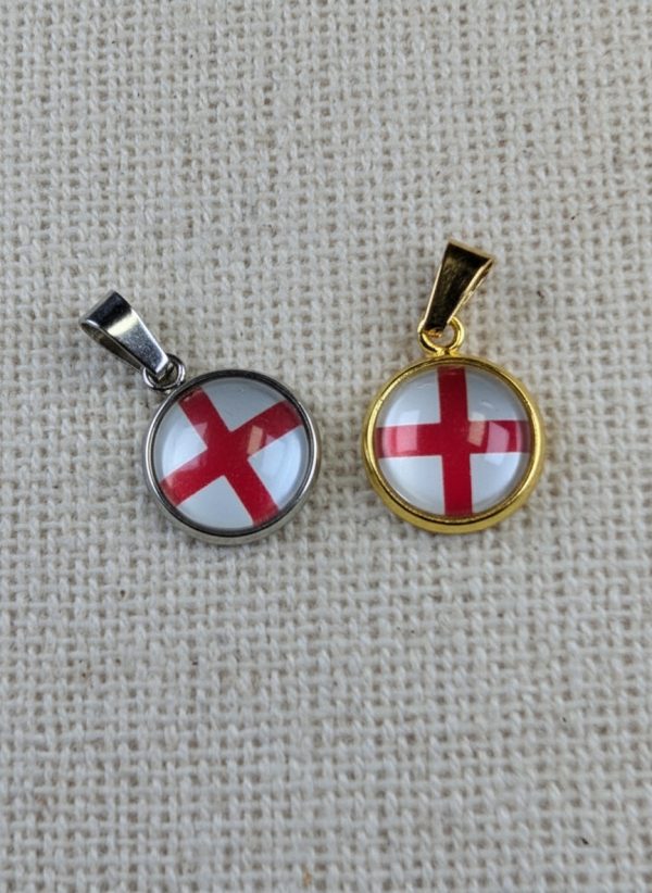 England Flag Pendant - Small Glass Finished Charm - English Flag