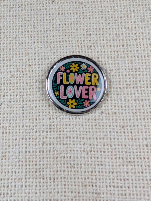 Flower Lover - Flower Themed Badge - Large Resin Topped Pin Badge