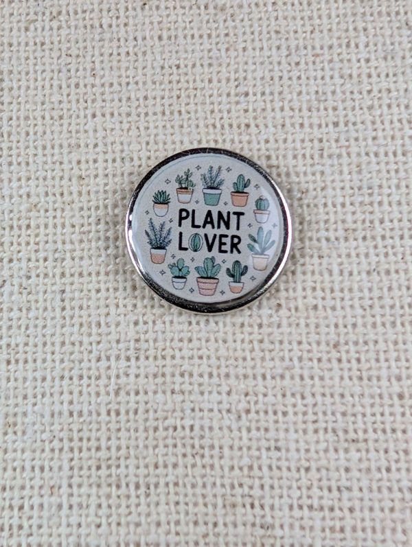Plant Lover - Plant Themed Badge - Large Resin Topped Pin Badge - White