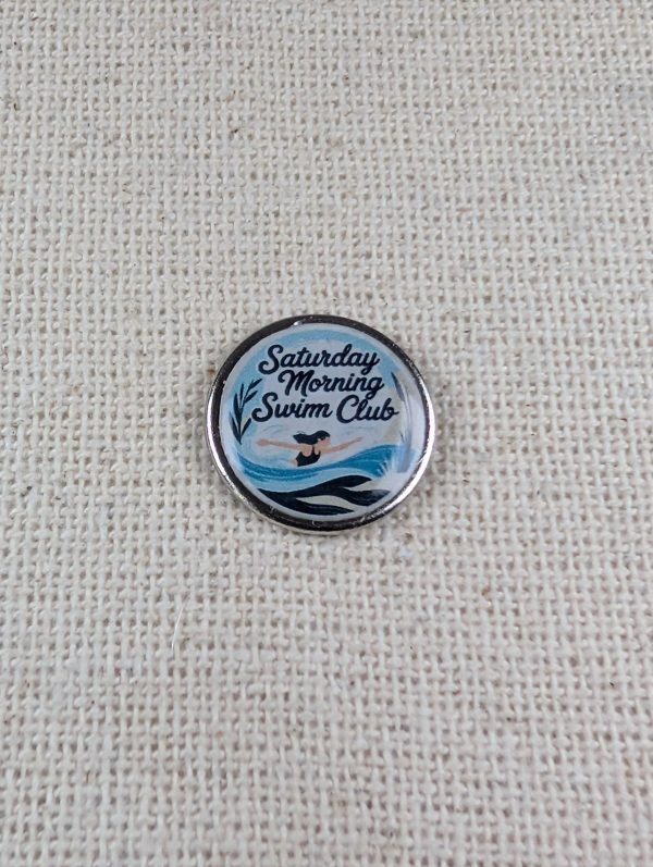 Saturday Morning Swim Club Badge - Swimming Themed Badge - Large Resin Topped Pin Badge