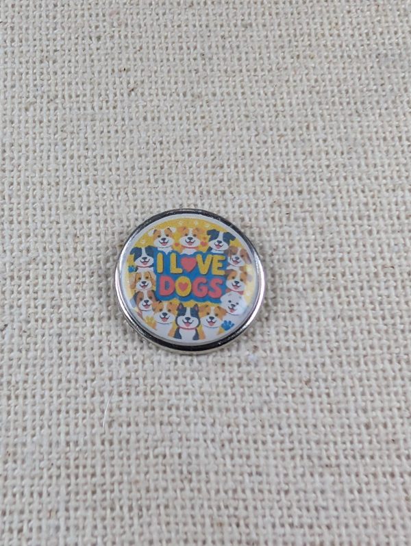 I Love Dogs - Dog Lover Badge - Large Resin Topped Pin Badge