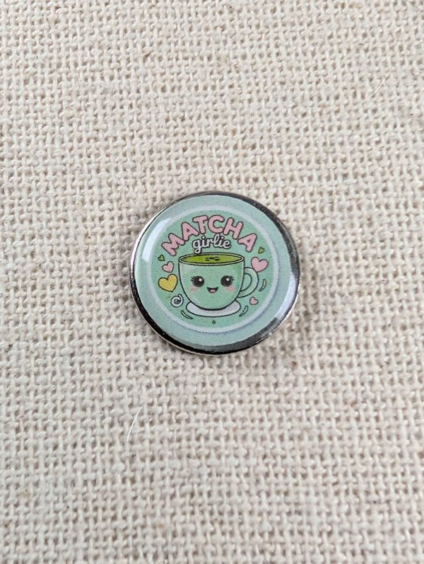 Matcha Girlie - Matcha Lover Themed Badge - Large Resin Topped Pin Badge