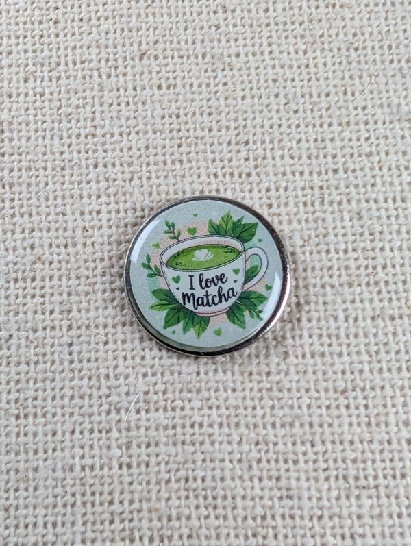 I Love Matcha - Matcha Lover Themed Badge - Large Resin Topped Pin Badge 1
