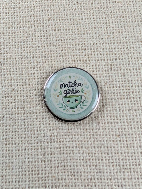 Matcha Girlie - Matcha lover Themed Badge - Large Resin Topped Pin Badge