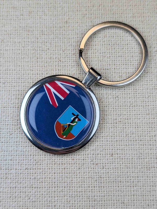 Montserrat Flag Keyring - Large Resin Topped Keychain