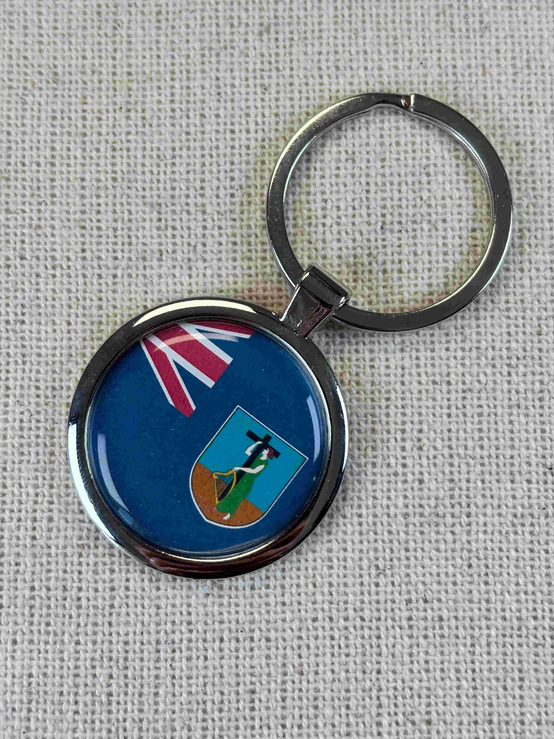 Montserrat Flag Keyring - Large Resin Topped Keychain