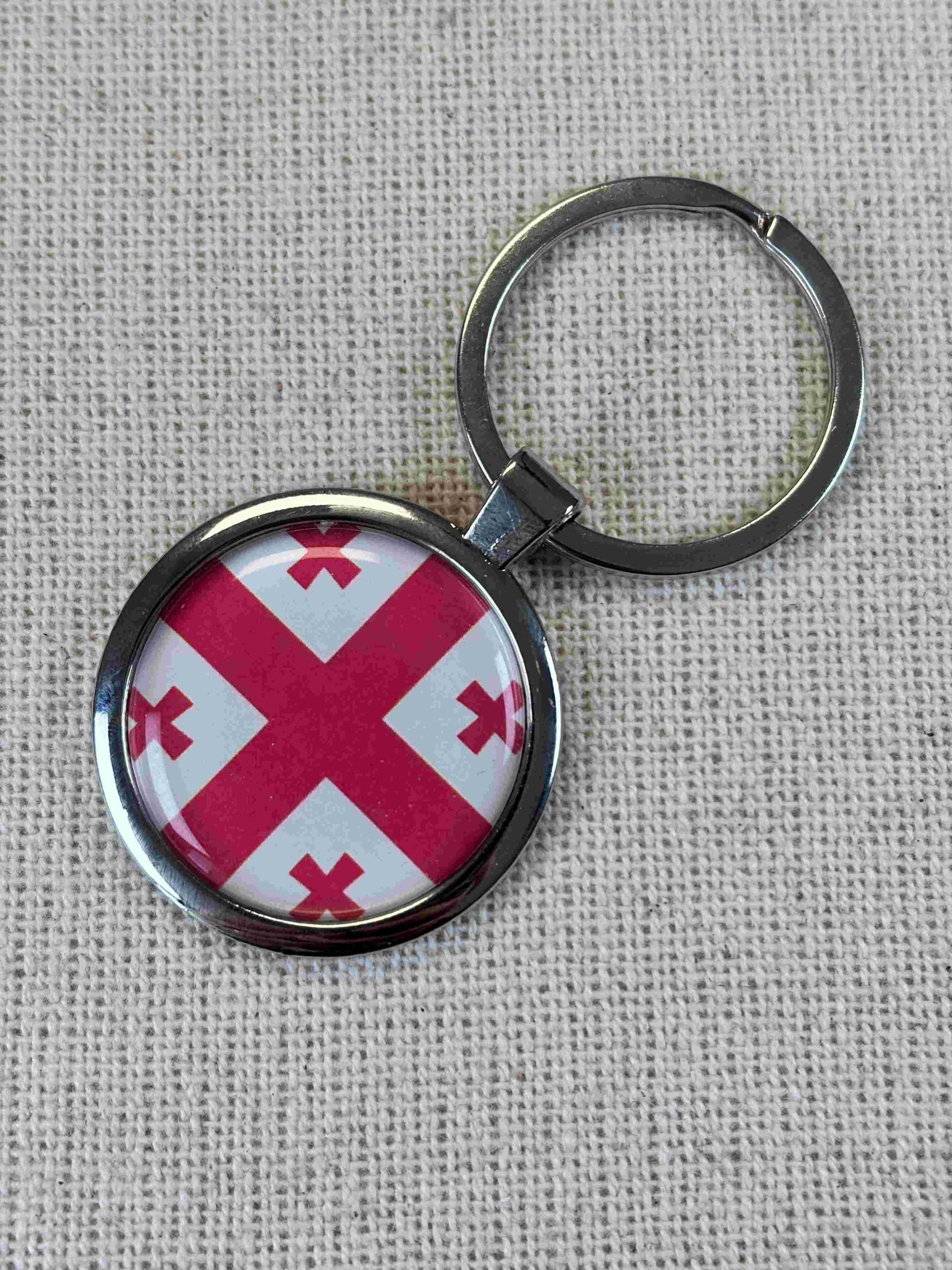 Georgia Flag Keyring - Large Resin Topped Keychain