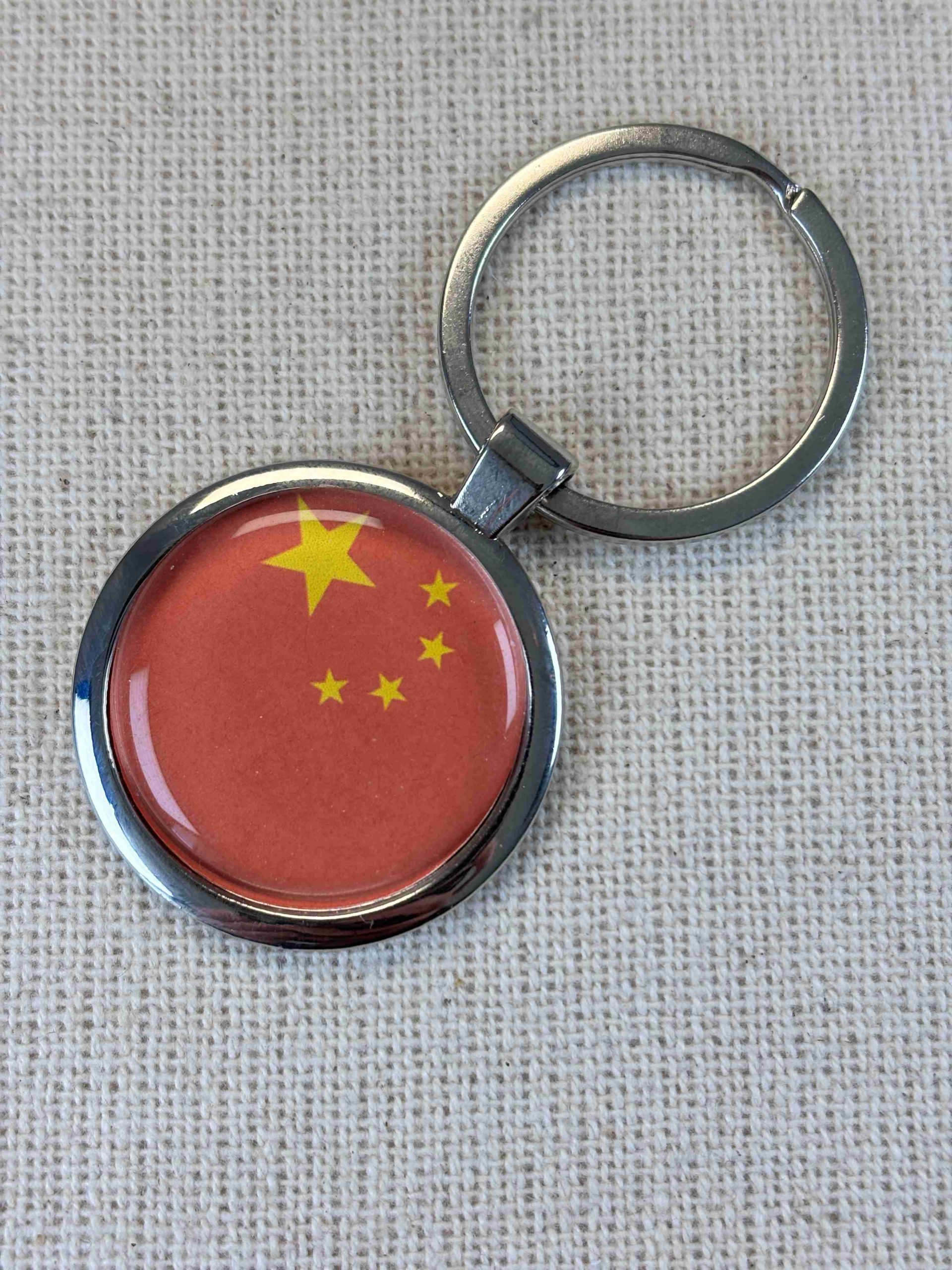China Flag Keyring - Large Resin Topped Keychain