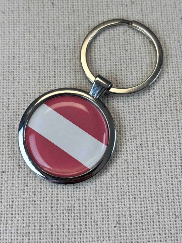 Austria Flag Keyring - Large Resin Topped Keychain