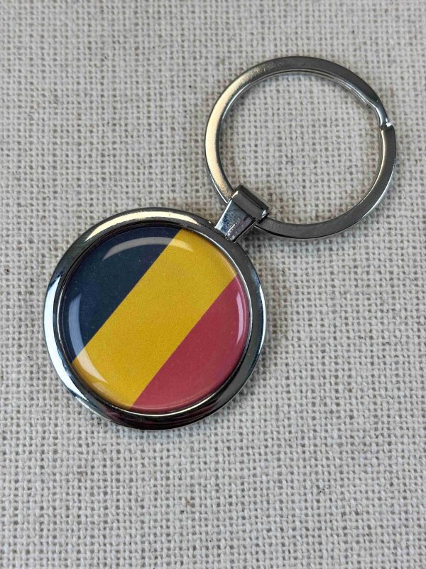 Belgium Flag Keyring - Large Resin Topped Keychain