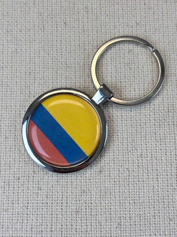 Colombia Flag Keyring - Large Resin Topped Keychain