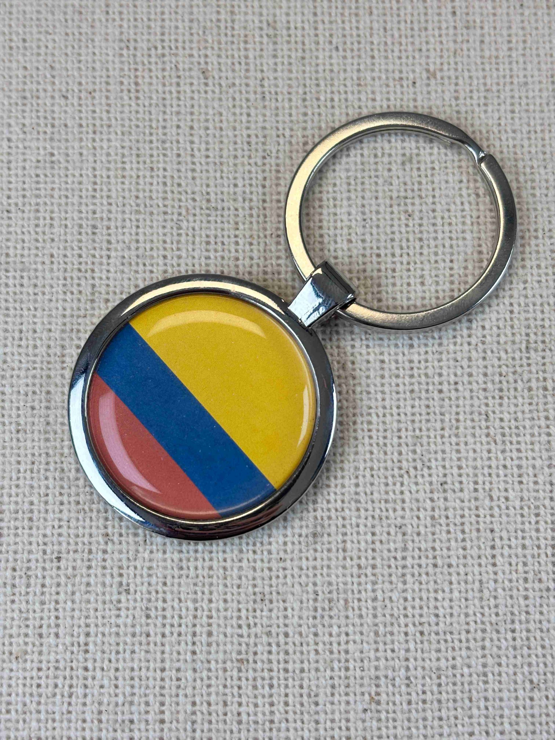 Colombia Flag Keyring - Large Resin Topped Keychain