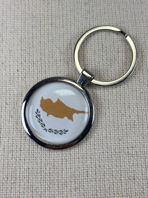 Cyprus Flag Keyring - Large Resin Topped Keychain