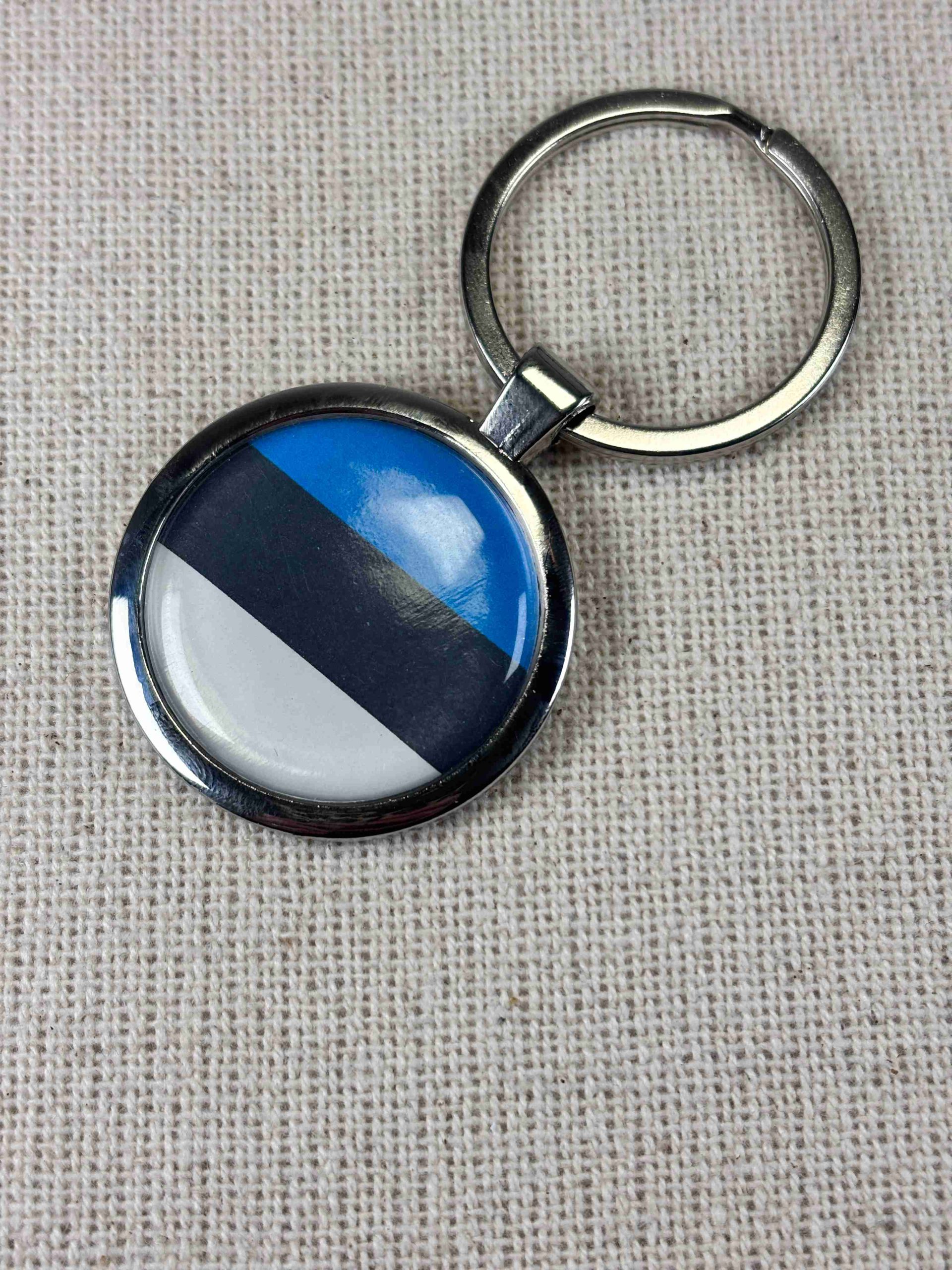 Estonia Flag Keyring - Large Resin Topped Keychain