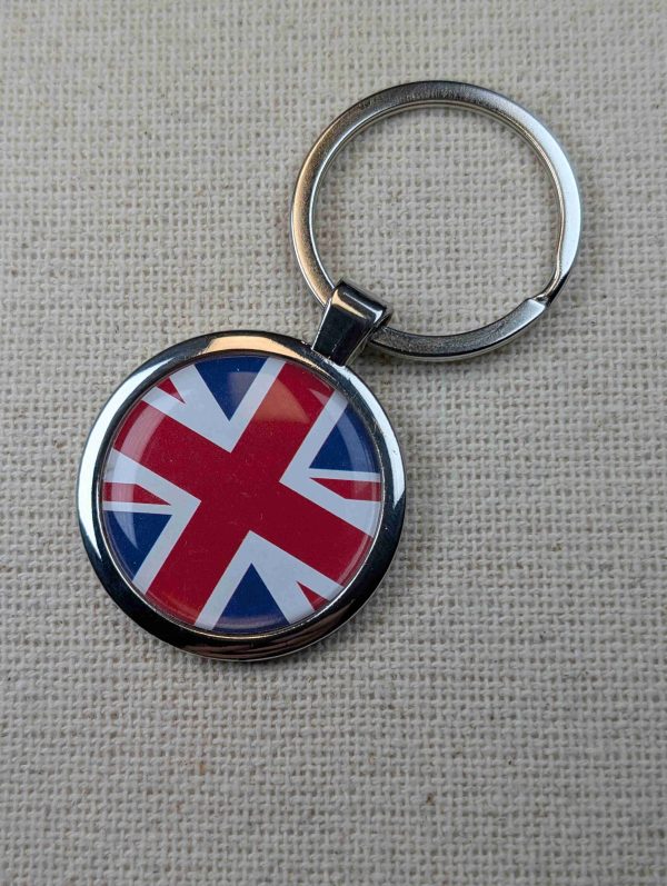 Union Jack Flag Keyring - Large Resin Topped Keychain - UK Flag