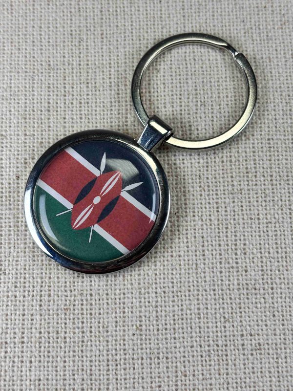 Kenya Flag Keyring - Large Resin Topped Keychain