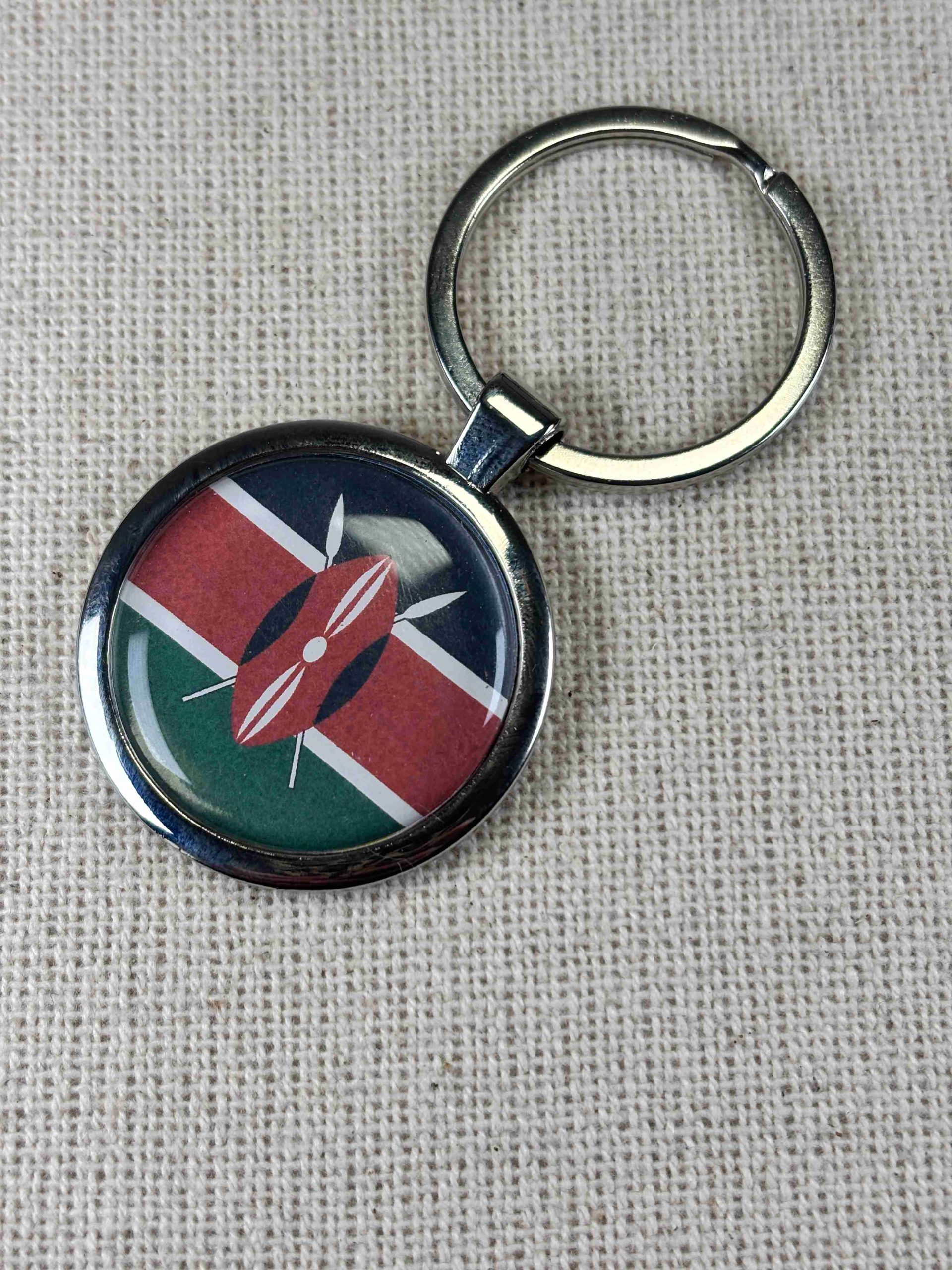 Kenya Flag Keyring - Large Resin Topped Keychain