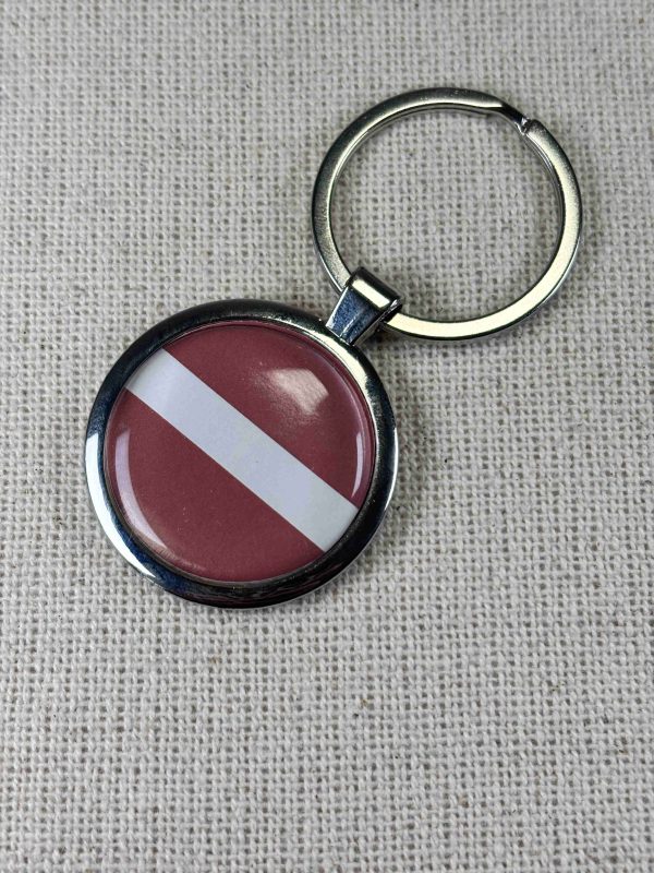 Latvia Flag Keyring - Large Resin Topped Keychain - Latvian Flag