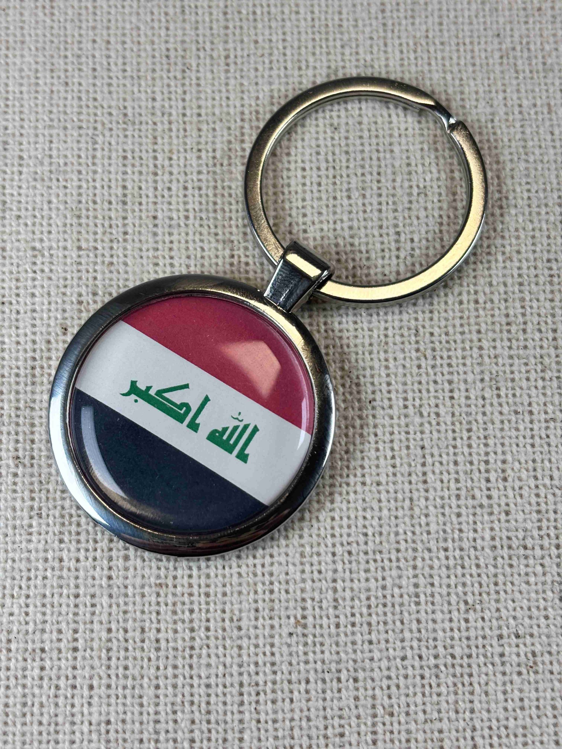 Iraq Flag Keyring - Large Resin Topped Keychain