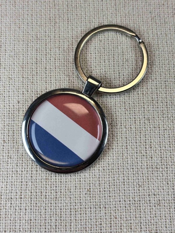 Netherlands Flag Keyring - Large Resin Topped Keychain