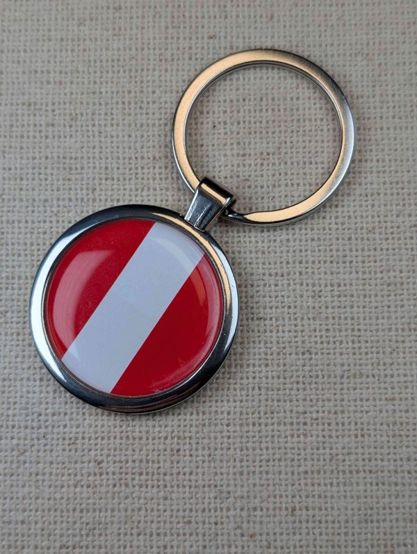 Peru Flag Keyring - Large Resin Topped Keychain