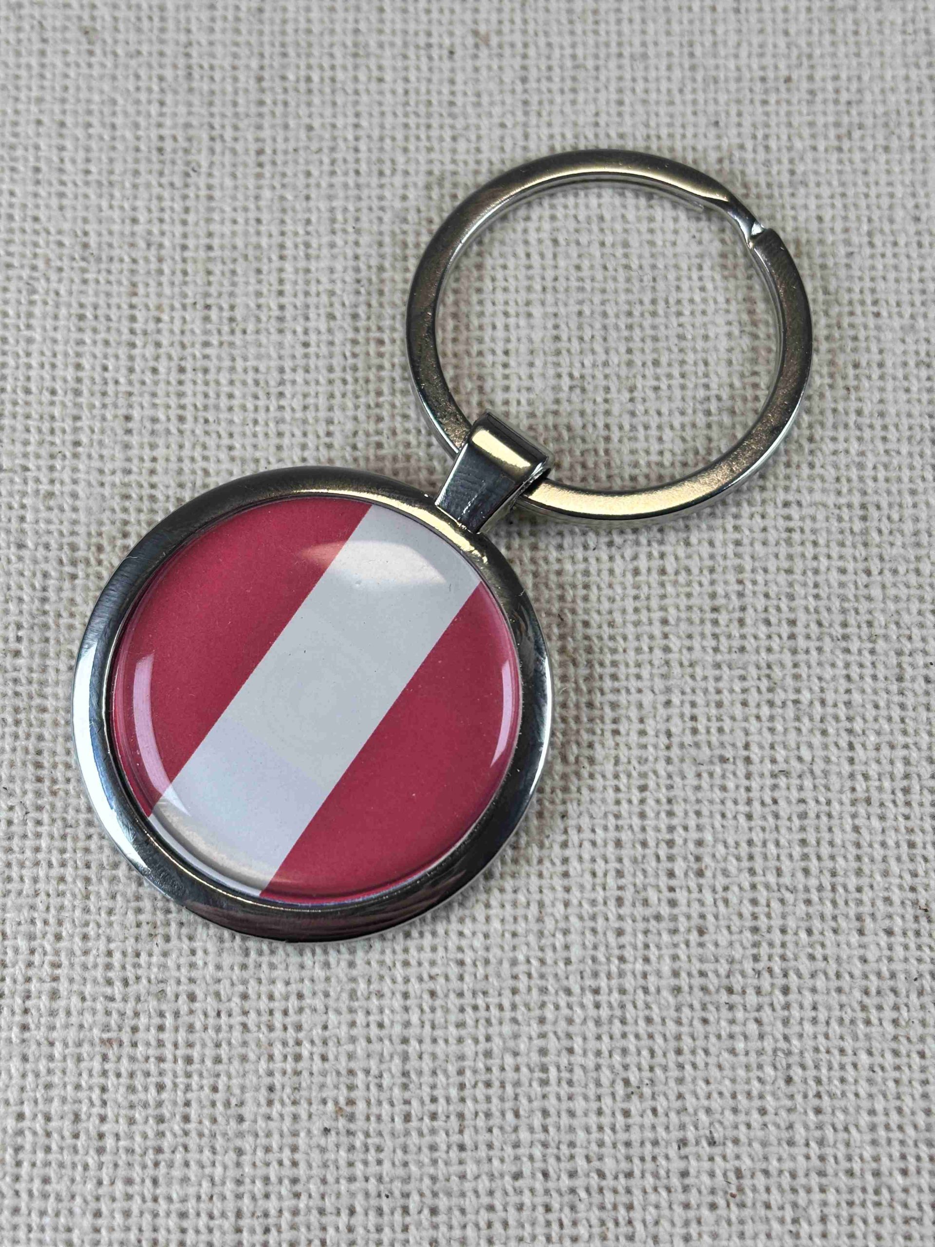 Peru Flag Keyring - Large Resin Topped Keychain