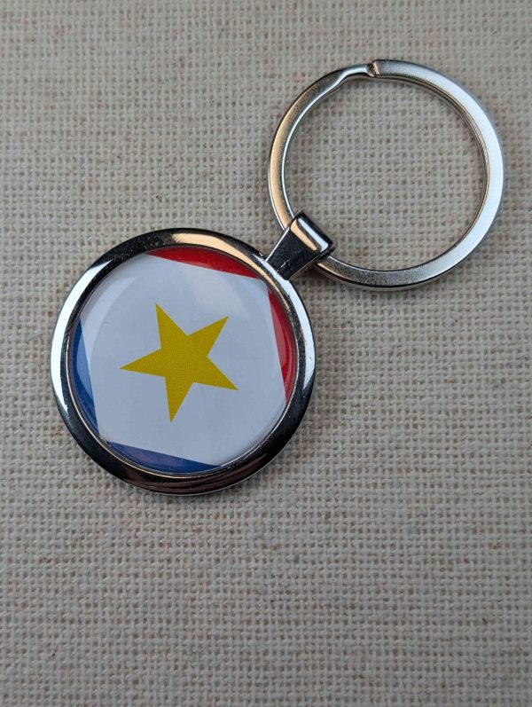 Saba Flag Keyring - Large Resin Topped Keychain