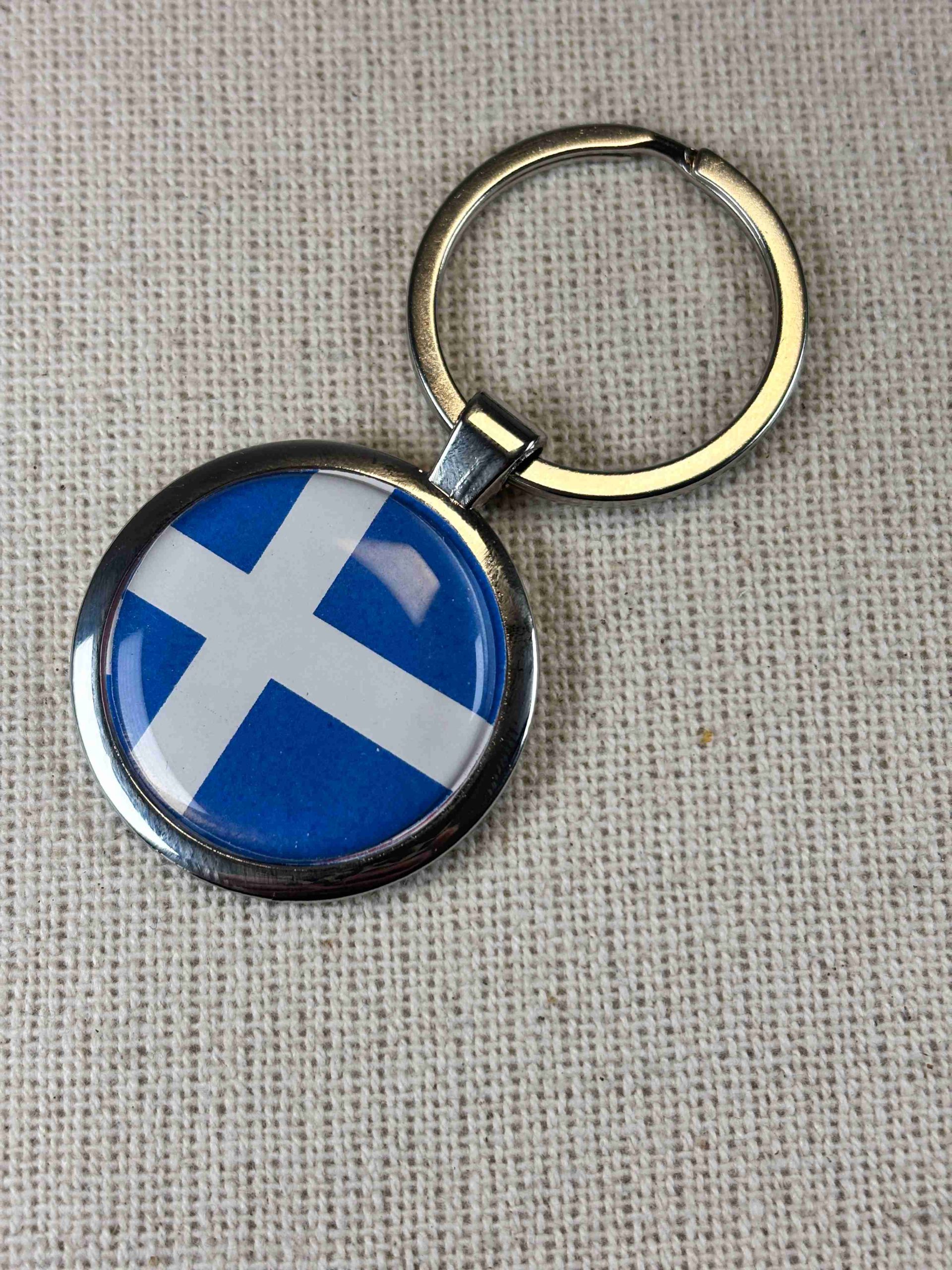 Shetland Flag Keyring - Large Resin Topped Keychain - Scotland Flag