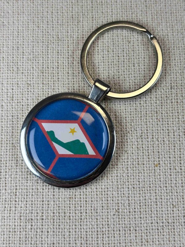 Sint Eustatius Flag Keyring - Large Resin Topped Keychain - St Eustatius