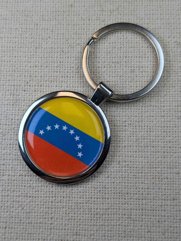 Venezuela Flag Keyring - Large Resin Topped Keychain