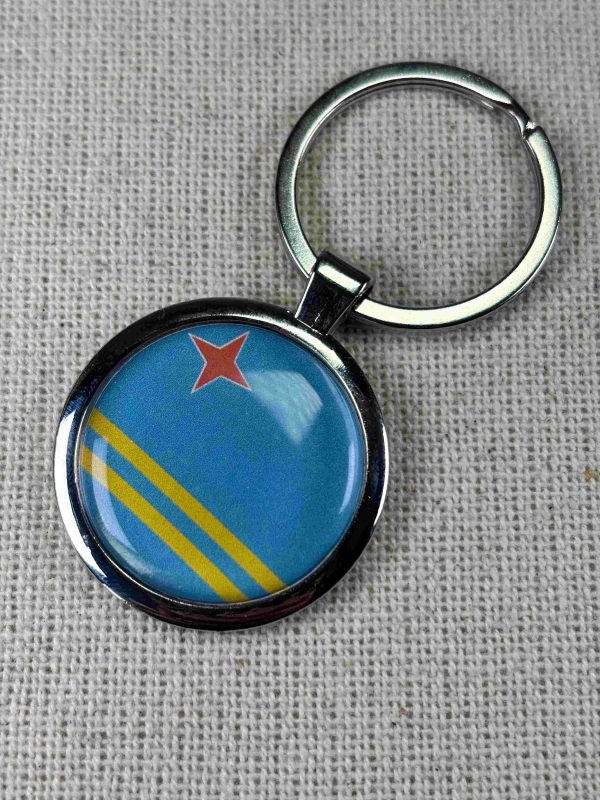 Aruba Flag Keyring - Large Resin Topped Keychain