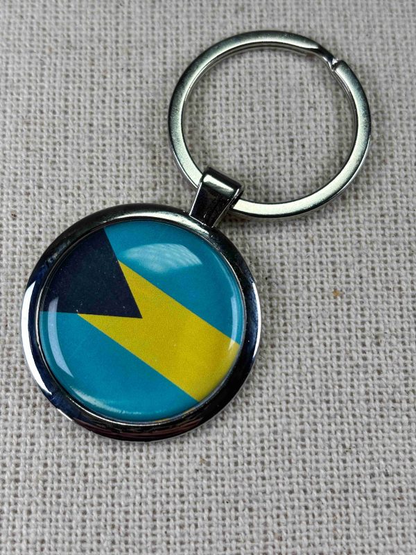 The Bahamas Flag Keyring - Large Resin Topped Keychain