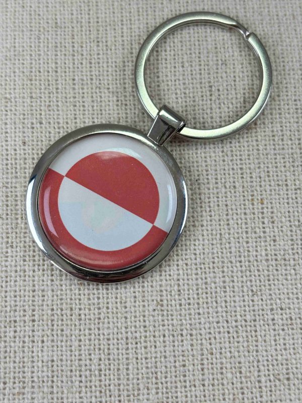 Greenland Flag Keyring - Large Resin Topped Keychain