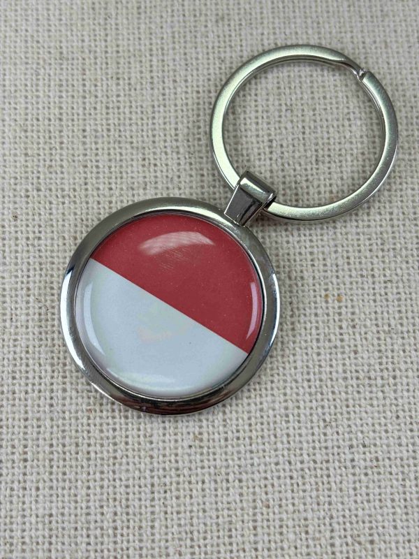 Indonesia Flag Keyring - Large Resin Topped Keychain