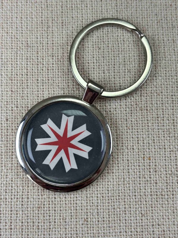 Hokkaido Flag Keyring - Large Resin Topped Keychain