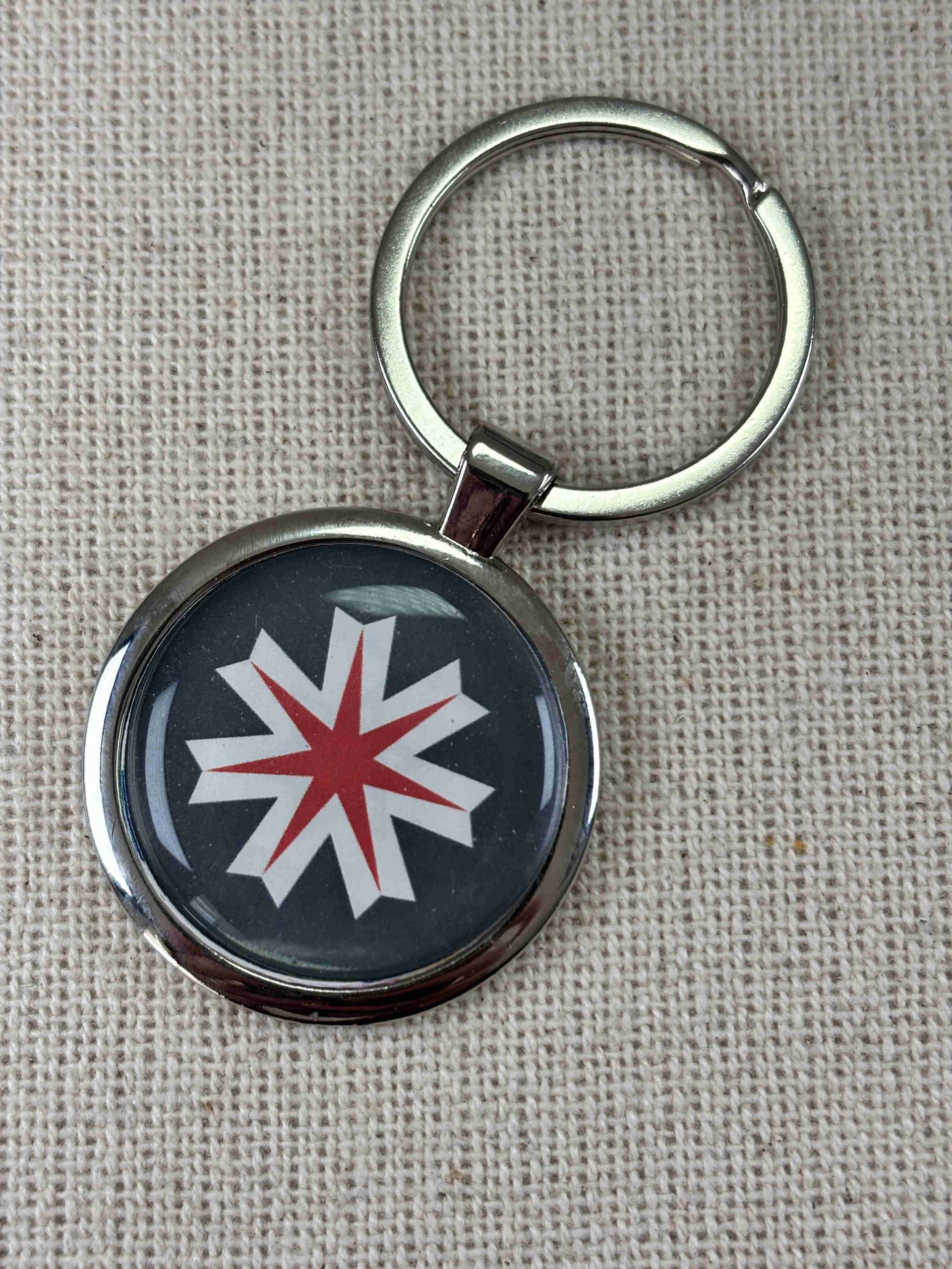 Hokkaido Flag Keyring - Large Resin Topped Keychain