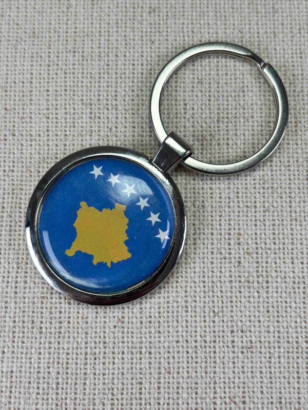Kosovo Flag Keyring - Large Resin Topped Keychain