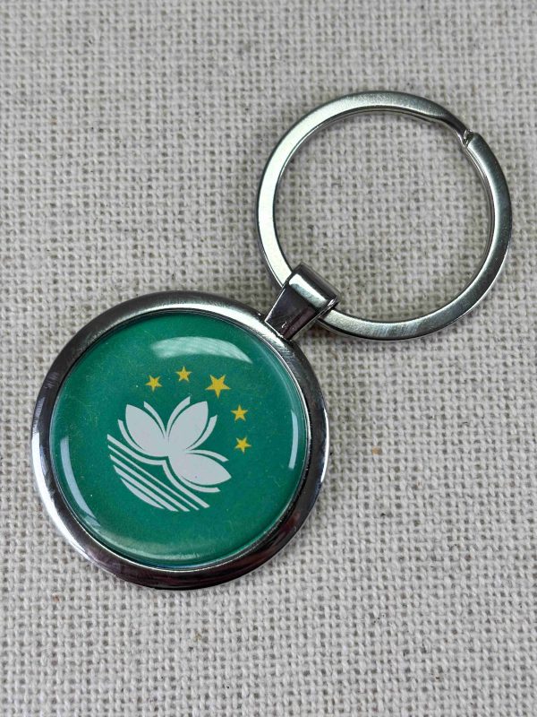 Macau Flag Keyring - Large Resin Topped Keychain
