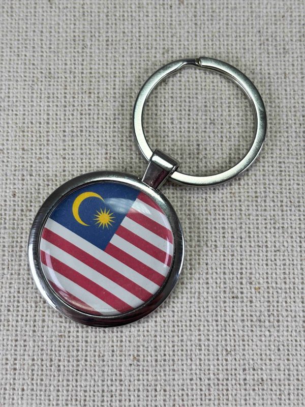 Malaysia Flag Keyring - Large Resin Topped Keychain