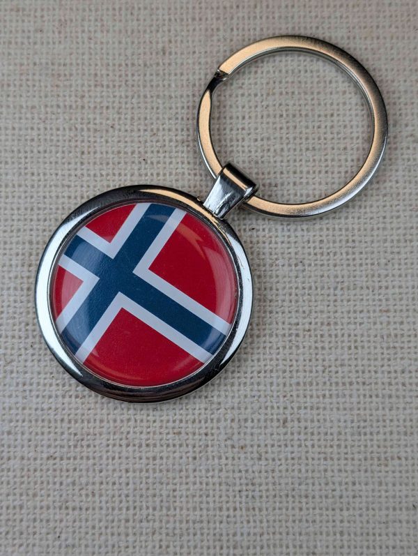 Norway Flag Keyring - Large Resin Topped Keychain