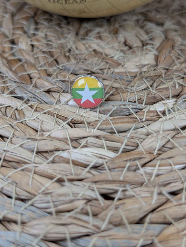 Myanmar Flag Map Pin for Wooden World Map Travel Tracker