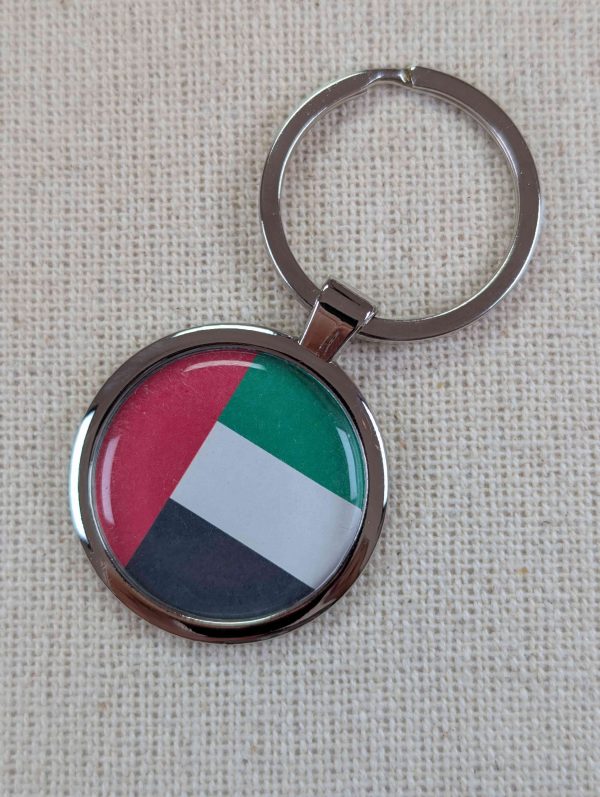 United Arab Emirates Flag Keyring - Large Resin Topped Keychain - UAE Flag