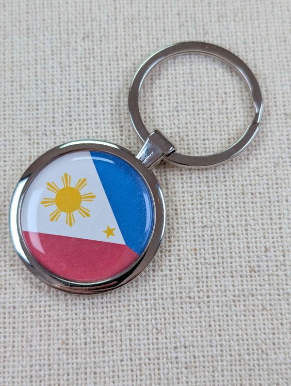 Philippines Flag Keyring - Large Resin Topped Keychain
