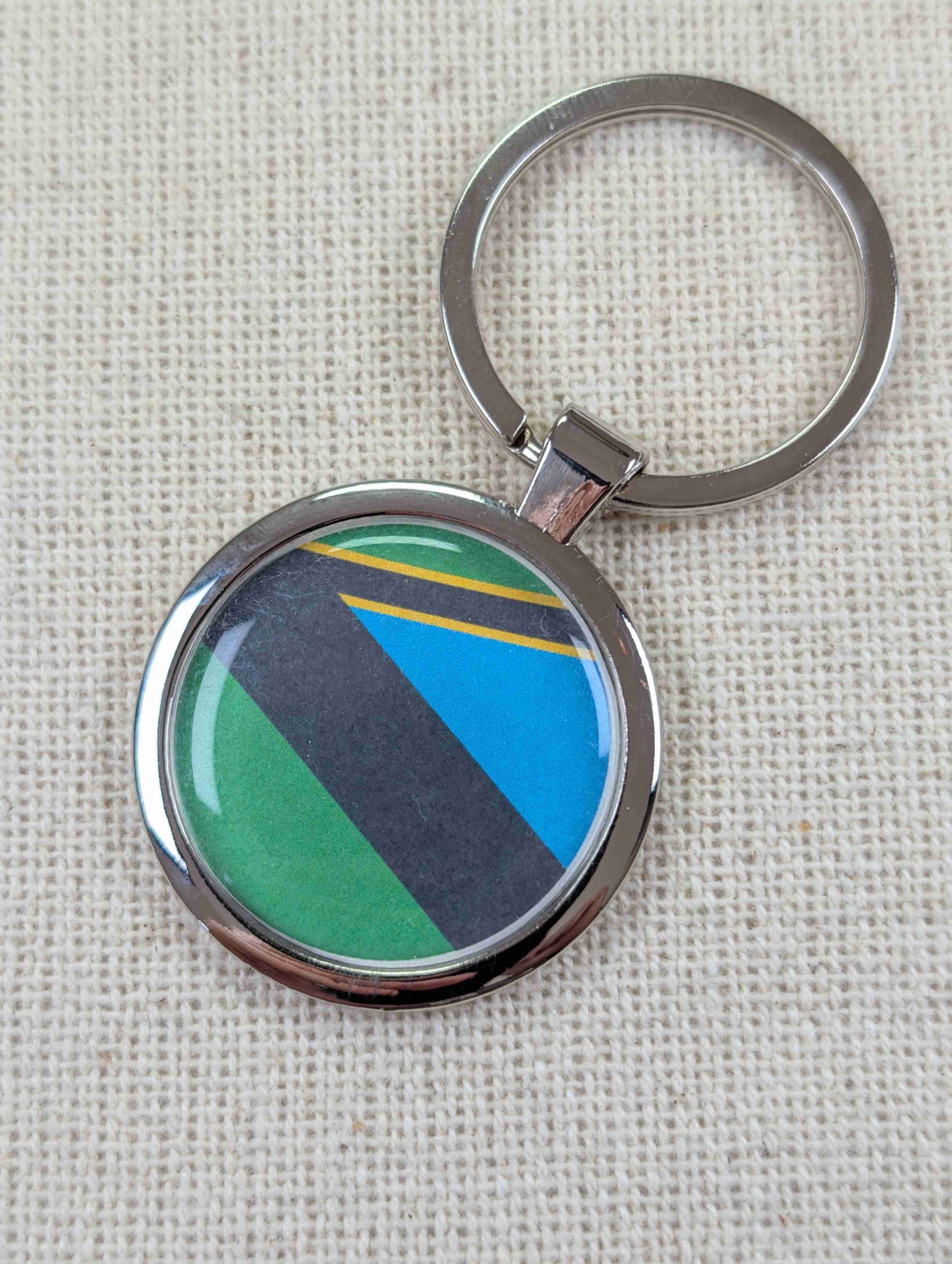 Zanzibar Flag Keyring - Large Resin Topped Keychain