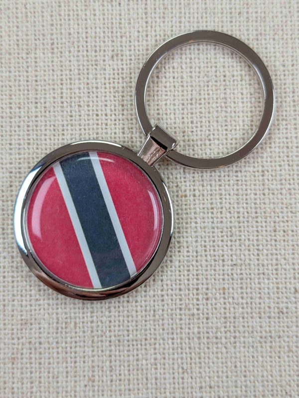 Trinidad & Tobago Flag Keyring - Large Resin Topped Keychain