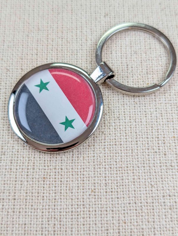 Syria Flag Keyring - Large Resin Topped Keychain