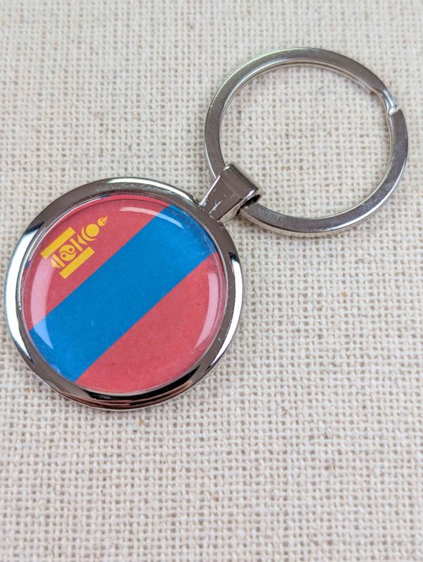 Mongolia Flag Keyring - Large Resin Topped Keychain